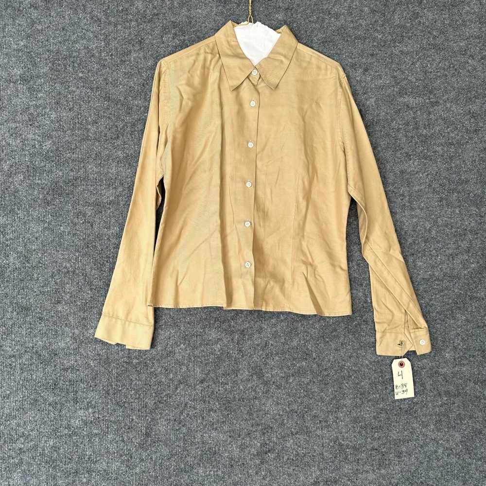 Banana Republic Shirt Top Womens 4 Tan Long Sleeve Collared Classic Button Up